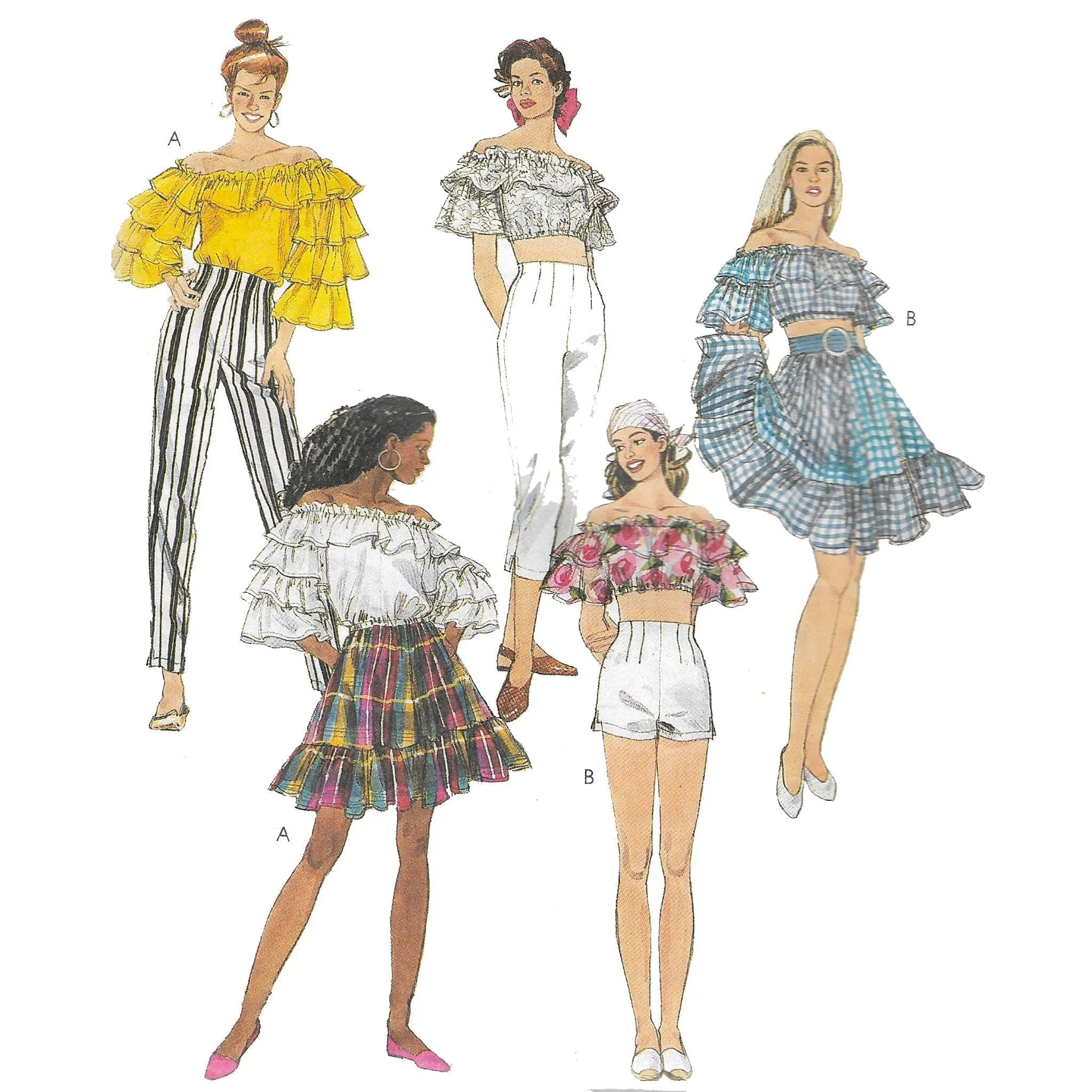 1970s Sewing Pattern -Tops, Skirts, Pants, Two Lengths & Shorts - Bust 32 - 36" (82.6 - 91.5cm)