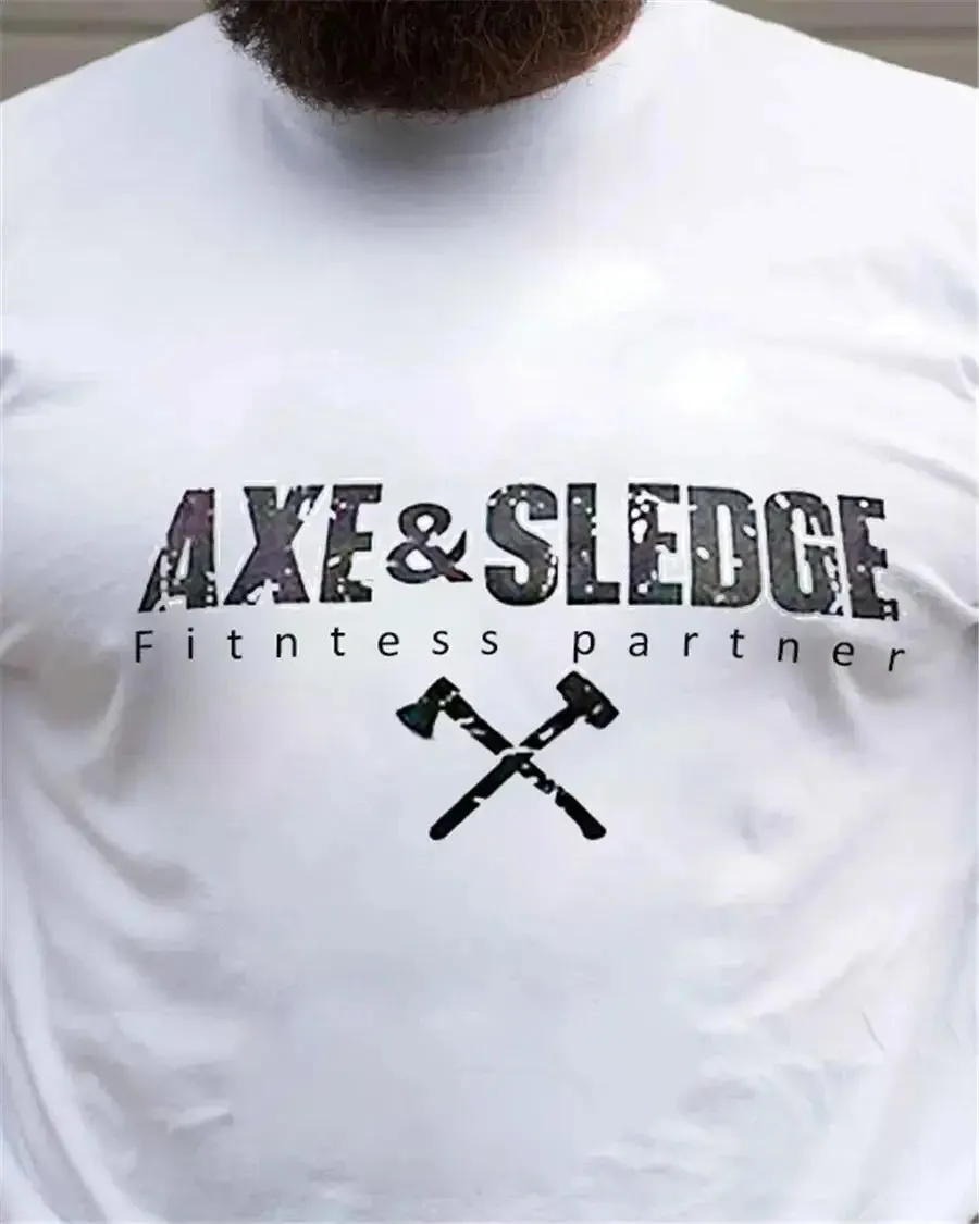 2022 new men summer Oversized T-shirt Fashion Gym Singlet Cotton Loose Bodybuilding Fitness Round Neck Printed Short Sleeve