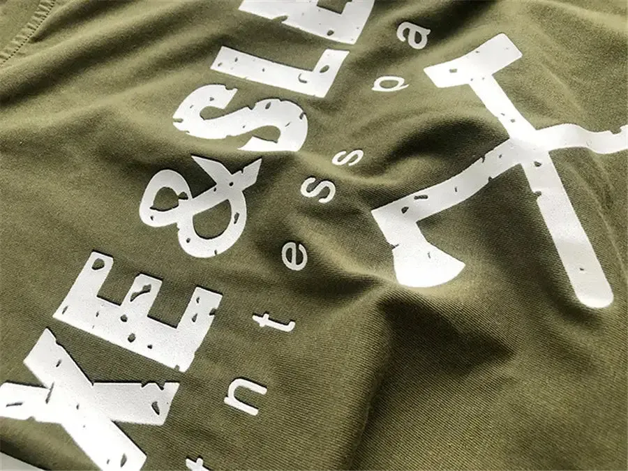 2022 new men summer Oversized T-shirt Fashion Gym Singlet Cotton Loose Bodybuilding Fitness Round Neck Printed Short Sleeve