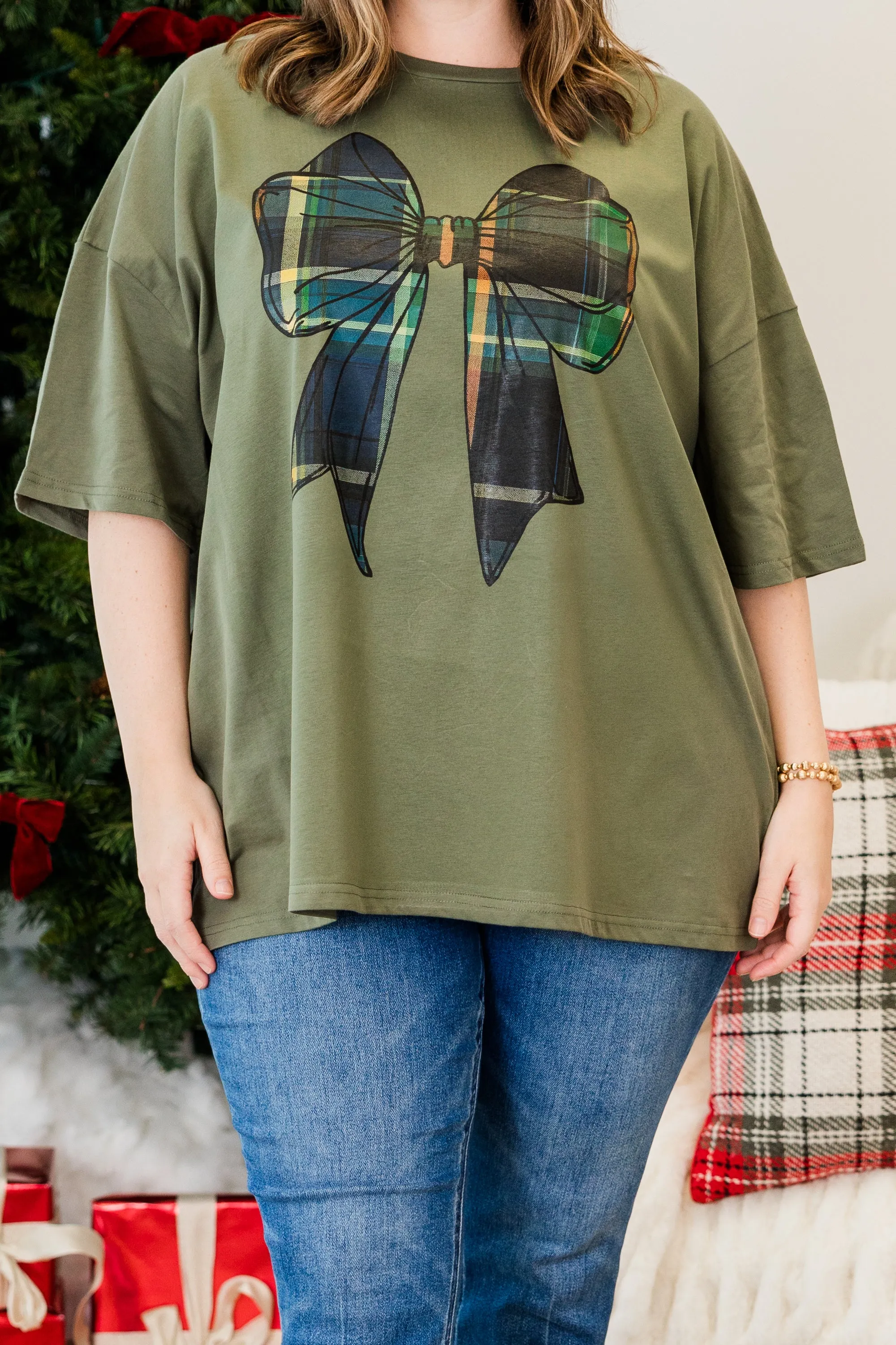 All Tied Up Boyfriend Tee, Moss