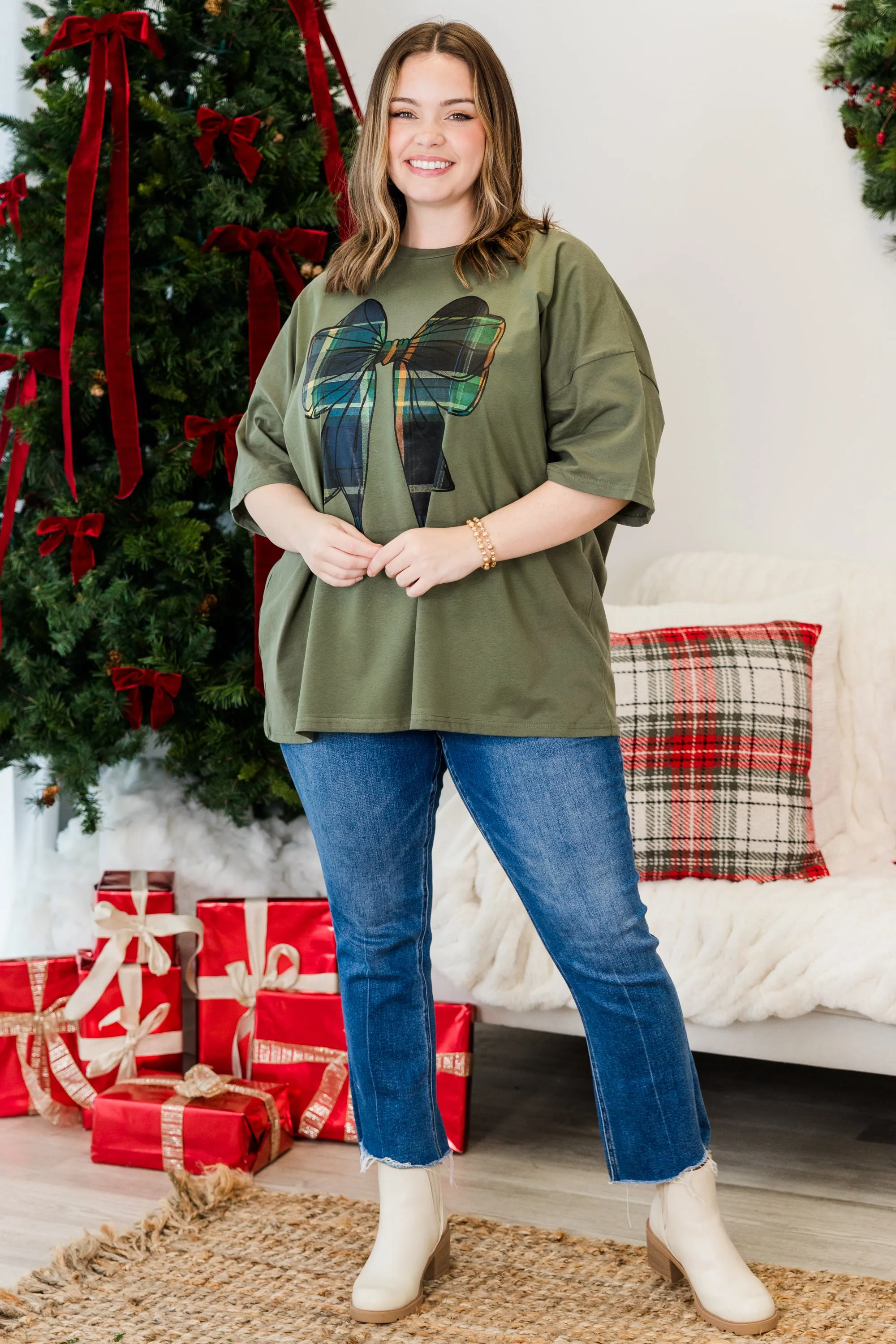 All Tied Up Boyfriend Tee, Moss