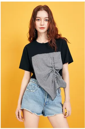 ARTKA CHECK PATCHES T SHIRT IN BLACK