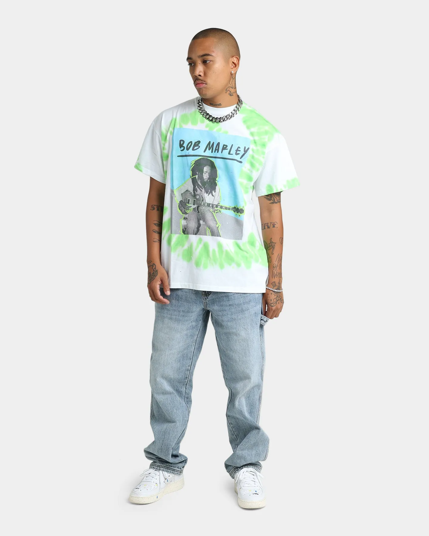 Bob Marley Photo Tie Dye T-Shirt White