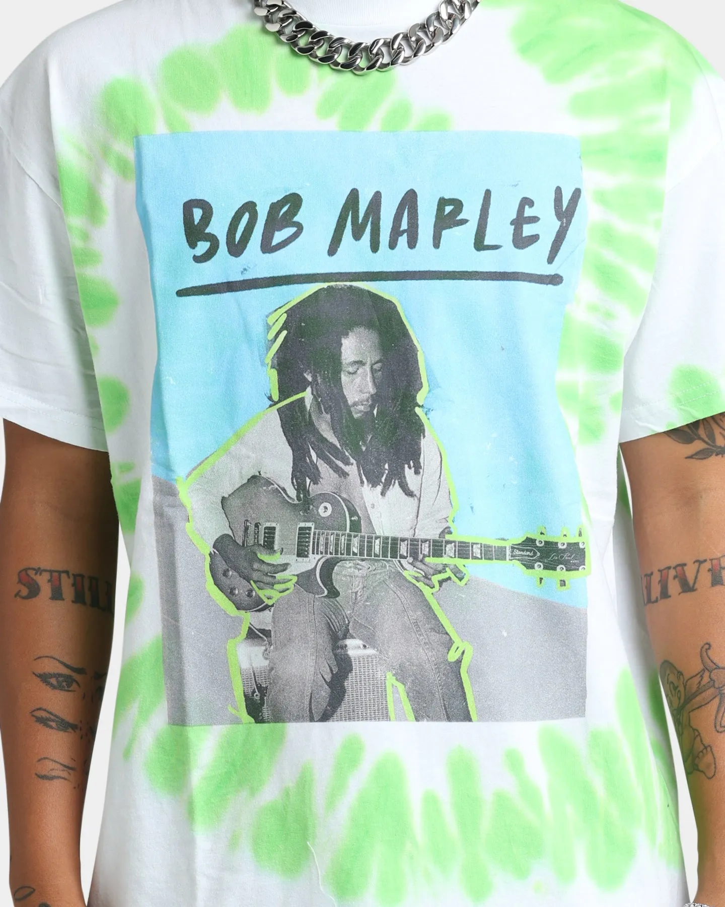 Bob Marley Photo Tie Dye T-Shirt White