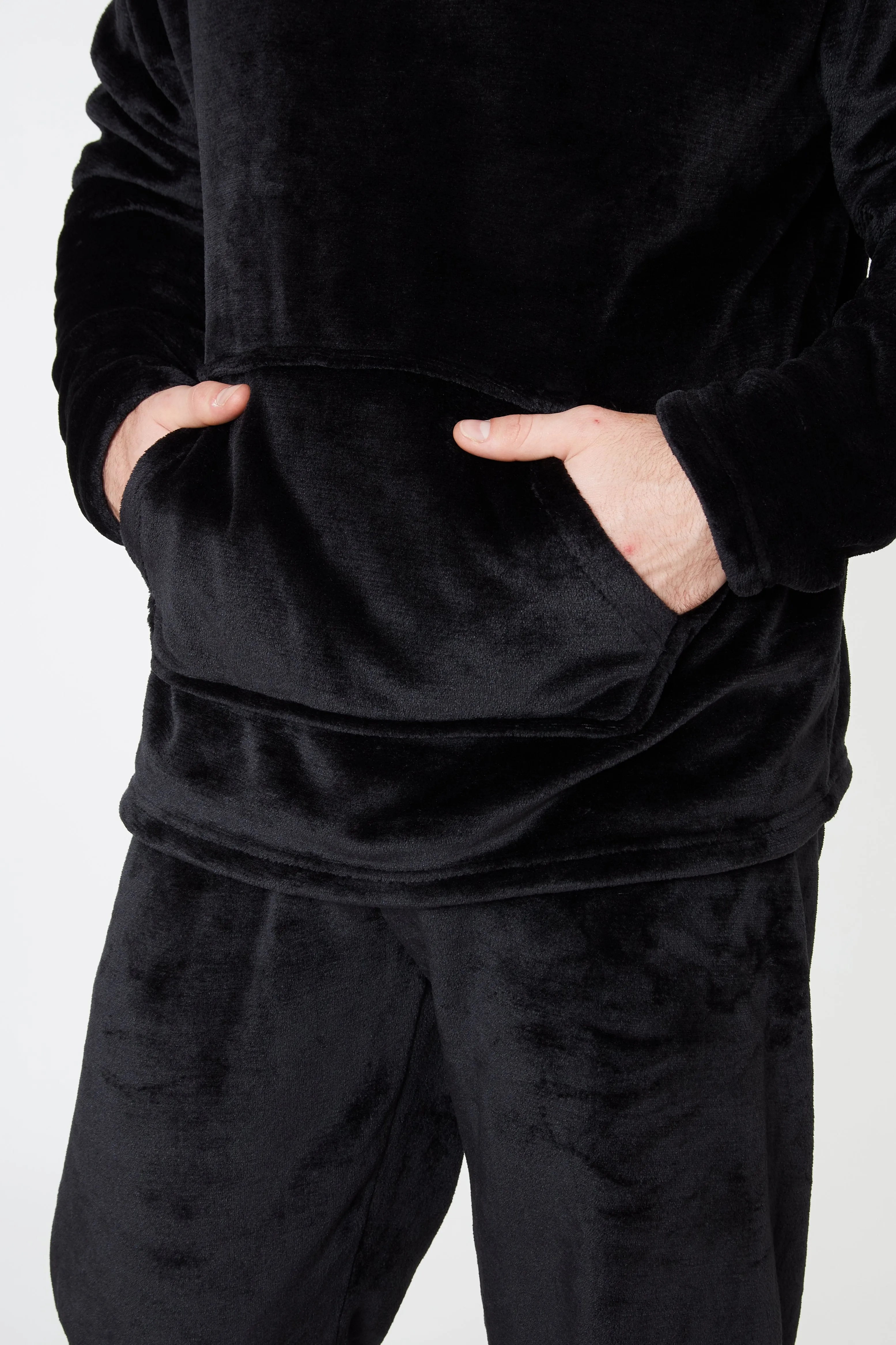 CityComfort Mens Pyjamas Set, Warm Fleece Pyjamas for Men with Fluffy Hoodie