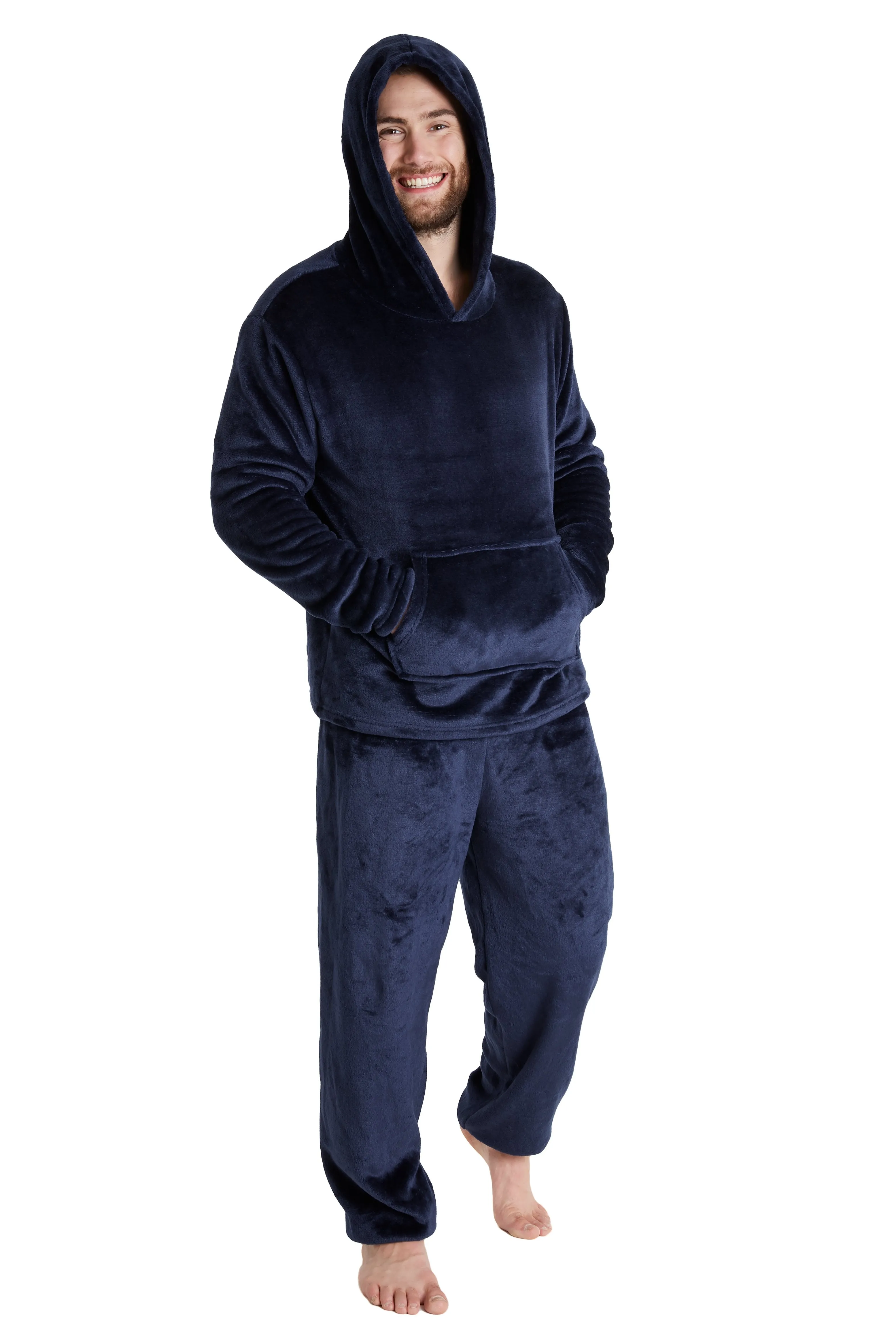 CityComfort Mens Pyjamas Set, Warm Fleece Pyjamas for Men with Fluffy Hoodie