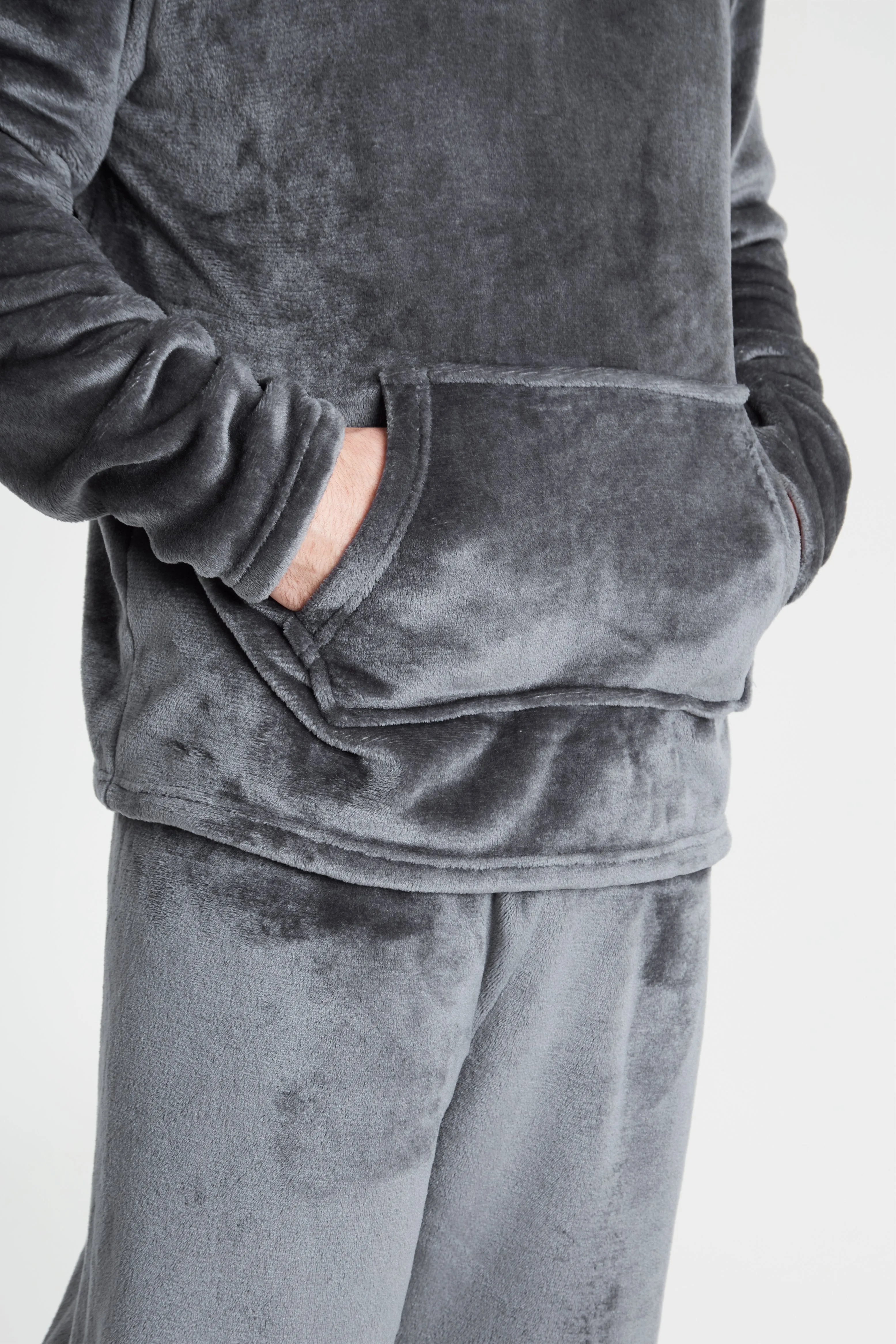CityComfort Mens Pyjamas Set, Warm Fleece Pyjamas for Men with Fluffy Hoodie