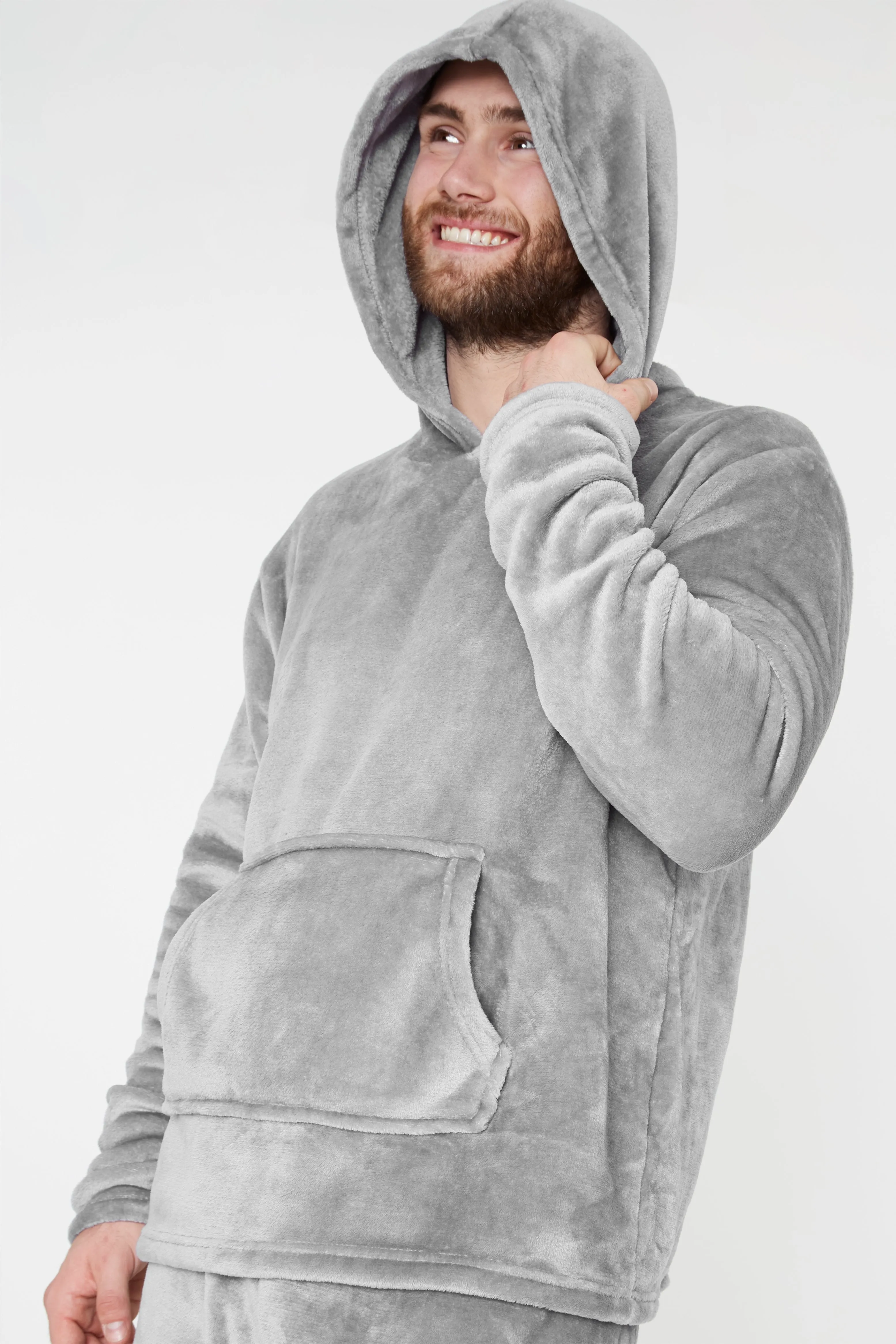 CityComfort Mens Pyjamas Set, Warm Fleece Pyjamas for Men with Fluffy Hoodie