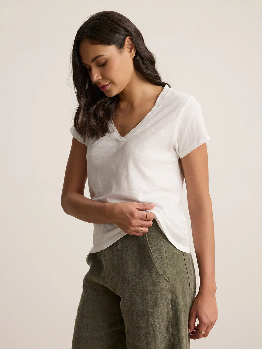 Eli V-Neck Tee - White