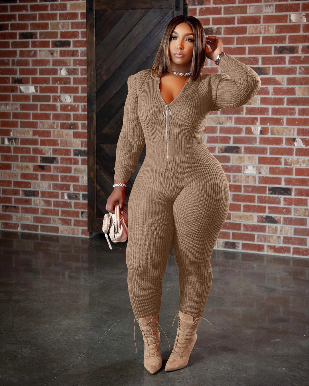 Fashion knitted hooded jumpsuit（AY1482）