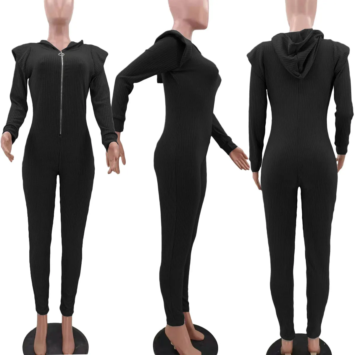 Fashion knitted hooded jumpsuit（AY1482）