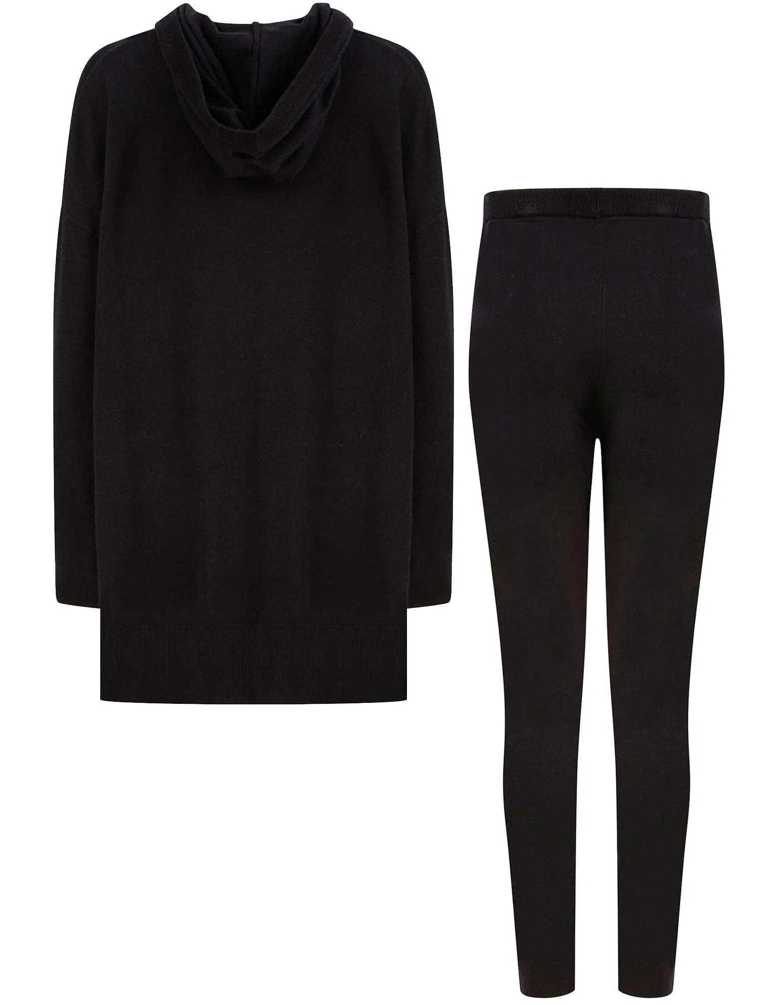Fonteyn Star Motif 2pc Jersey Knit Matching Hoody & Pants Lounge Co-ord Set in Jet Black - Amara Reya