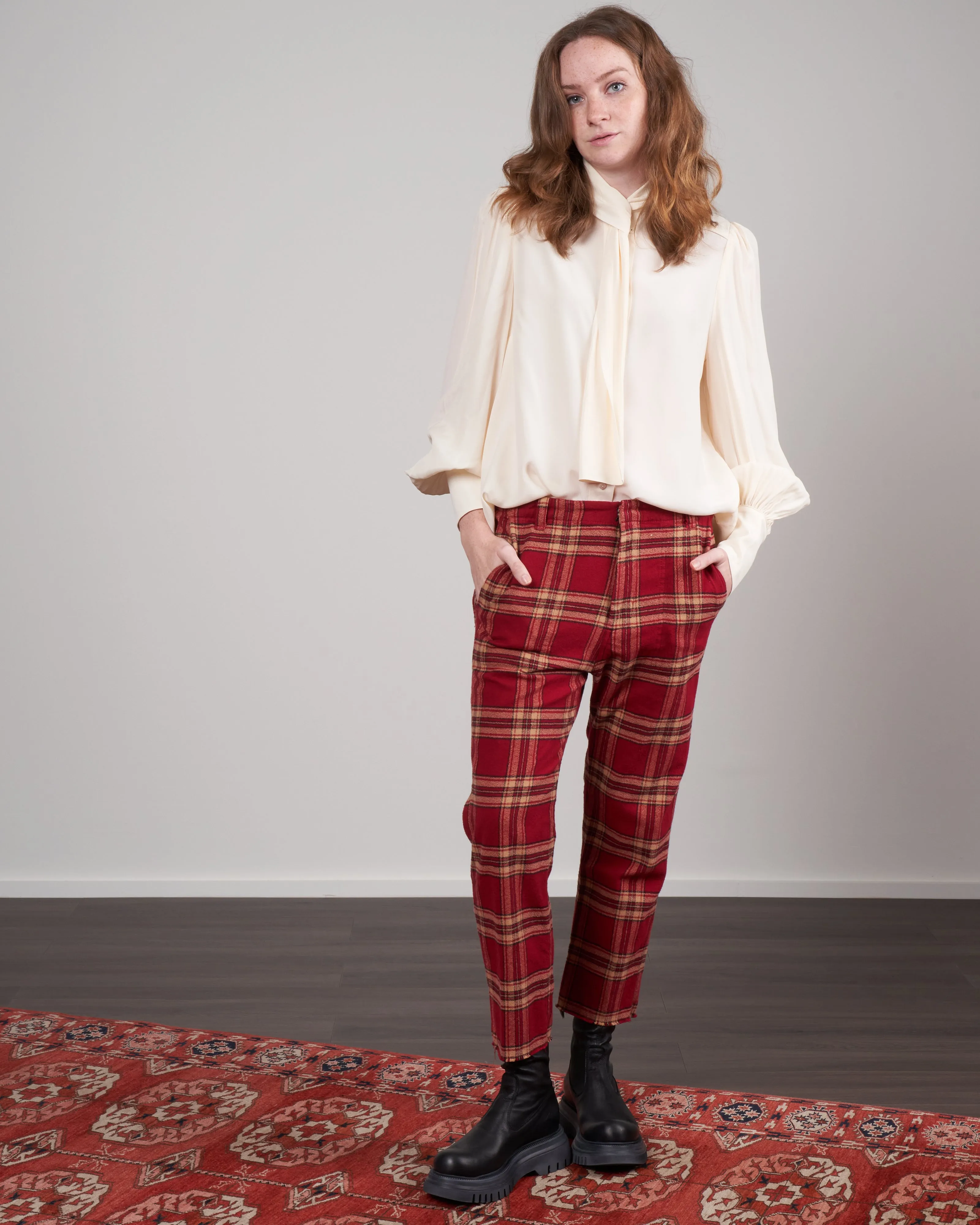 griffin flannel pant - cranberry