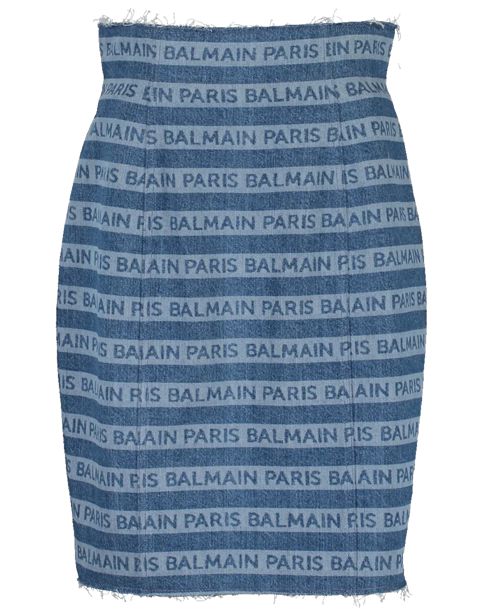 High Waist Balmain Logo Skirt