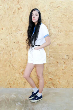 High Waisted White Denim Shorts