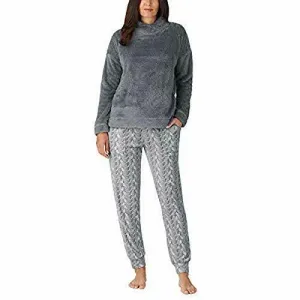 Jane and Bleecker Ladies Cozy Fleece Lounge Pajama Set (Gray)