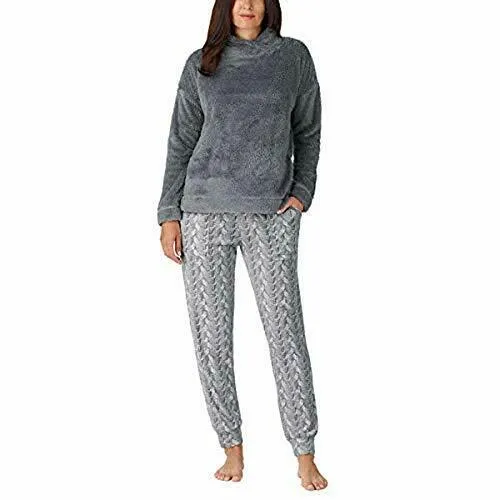 Jane and Bleecker Ladies Cozy Fleece Lounge Pajama Set (Gray)