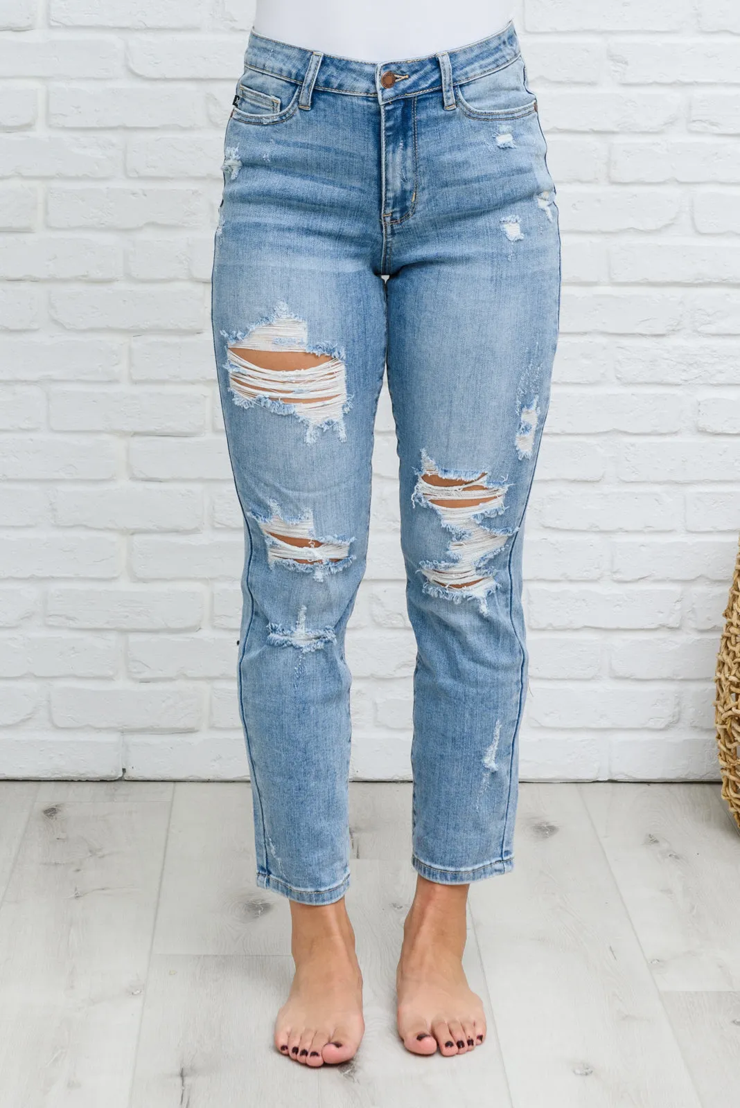 Judy Blue Florence High Waist Destroyed Boyfriend Jeans