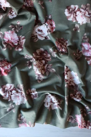Mae Floral on Dark Sage French Terry