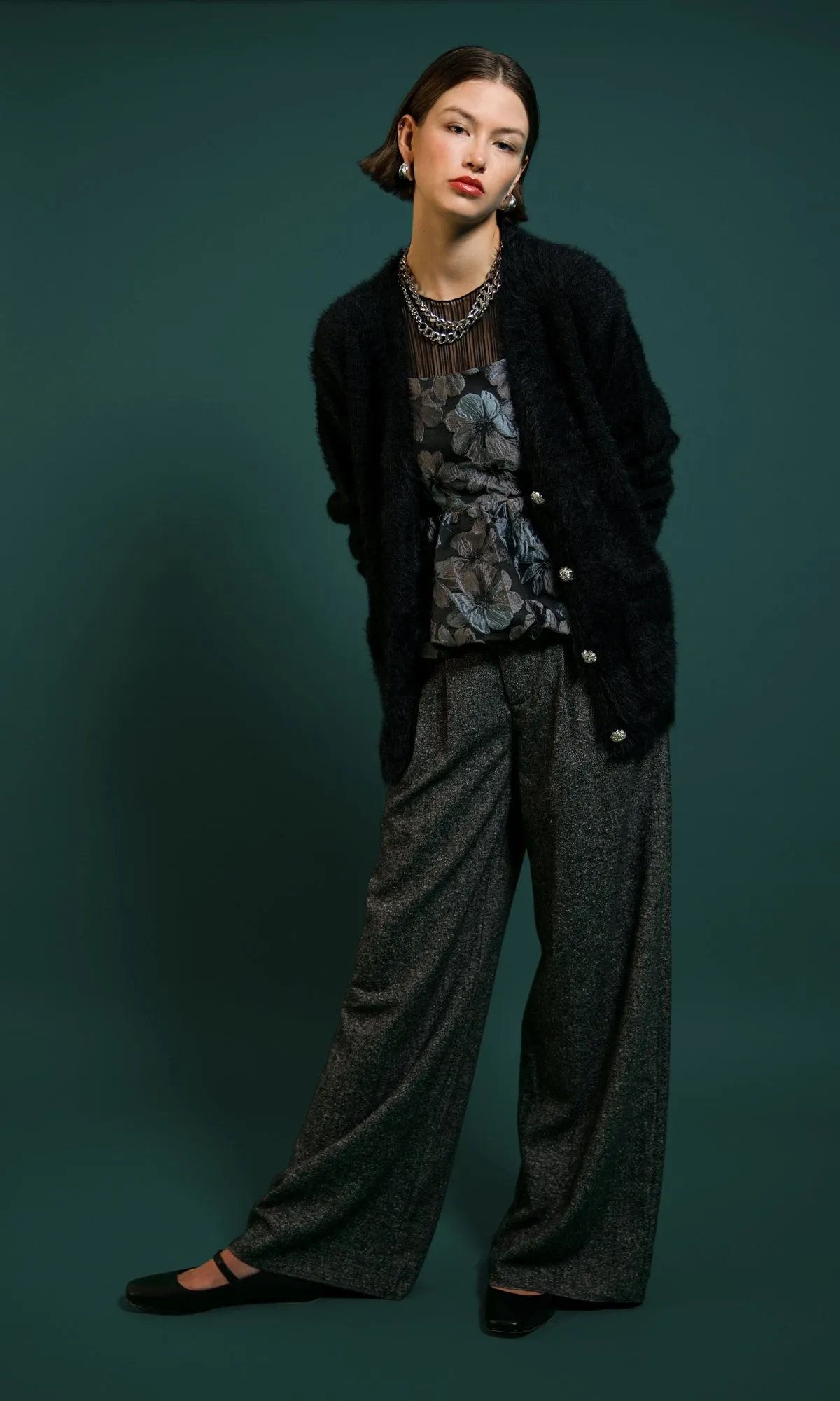 Mavis Jeweled Bow Embellished Knit Sweater Cardigan