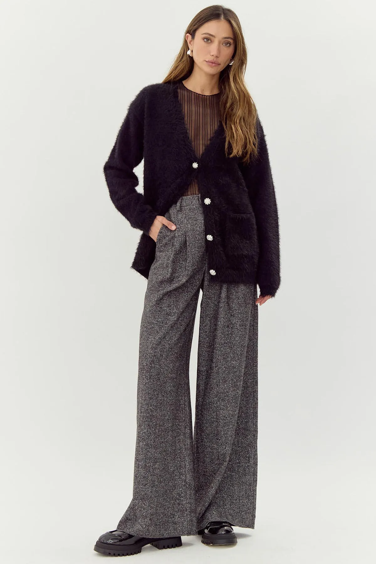 Mavis Jeweled Bow Embellished Knit Sweater Cardigan