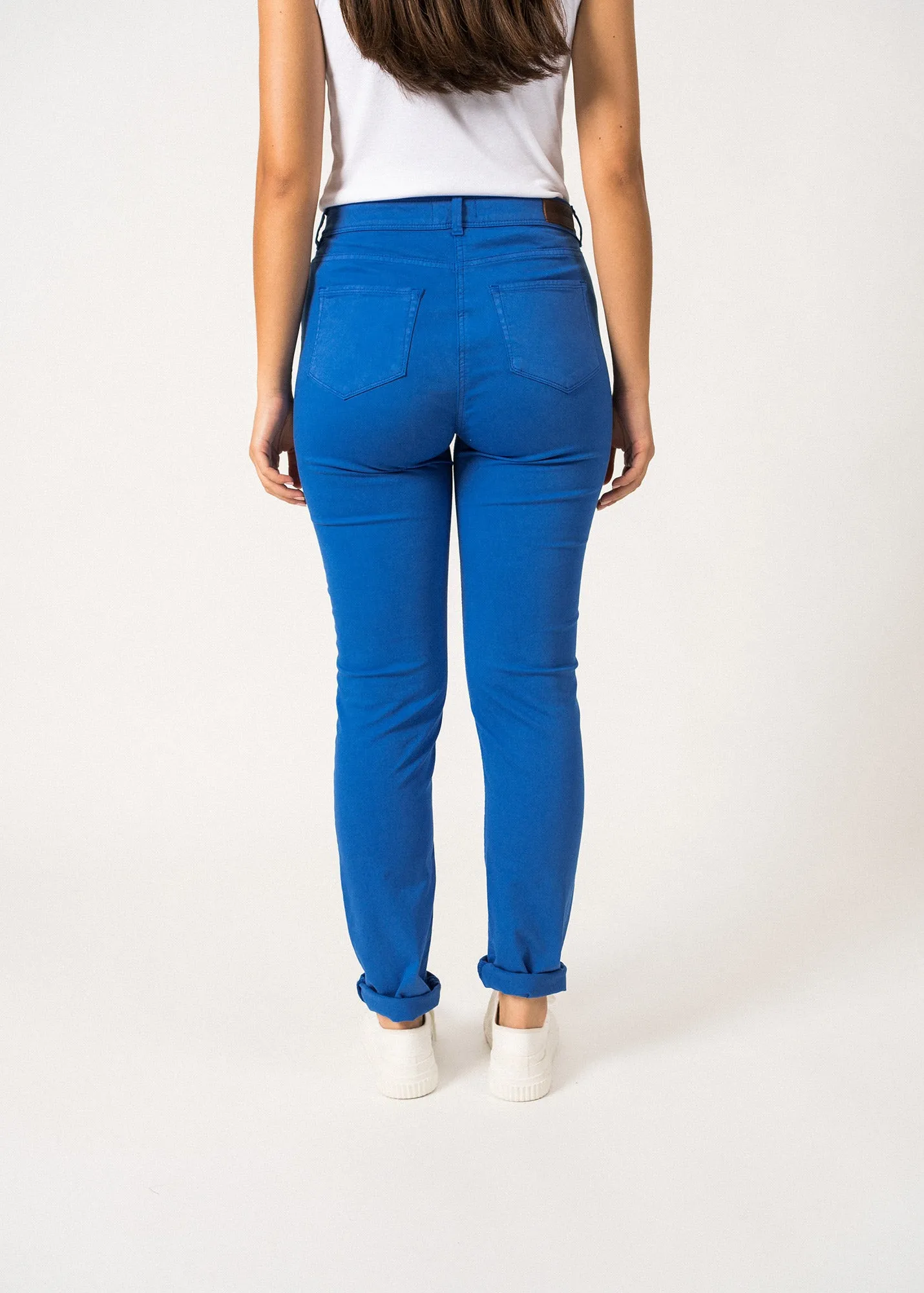 Mimosa high waist pants - slim fit, in stretch cotton (MER)