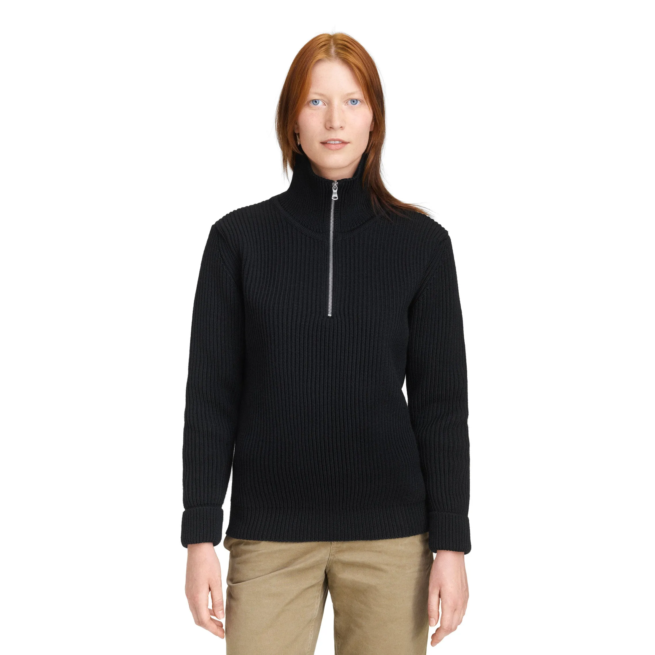 Navy Half-Zip Red