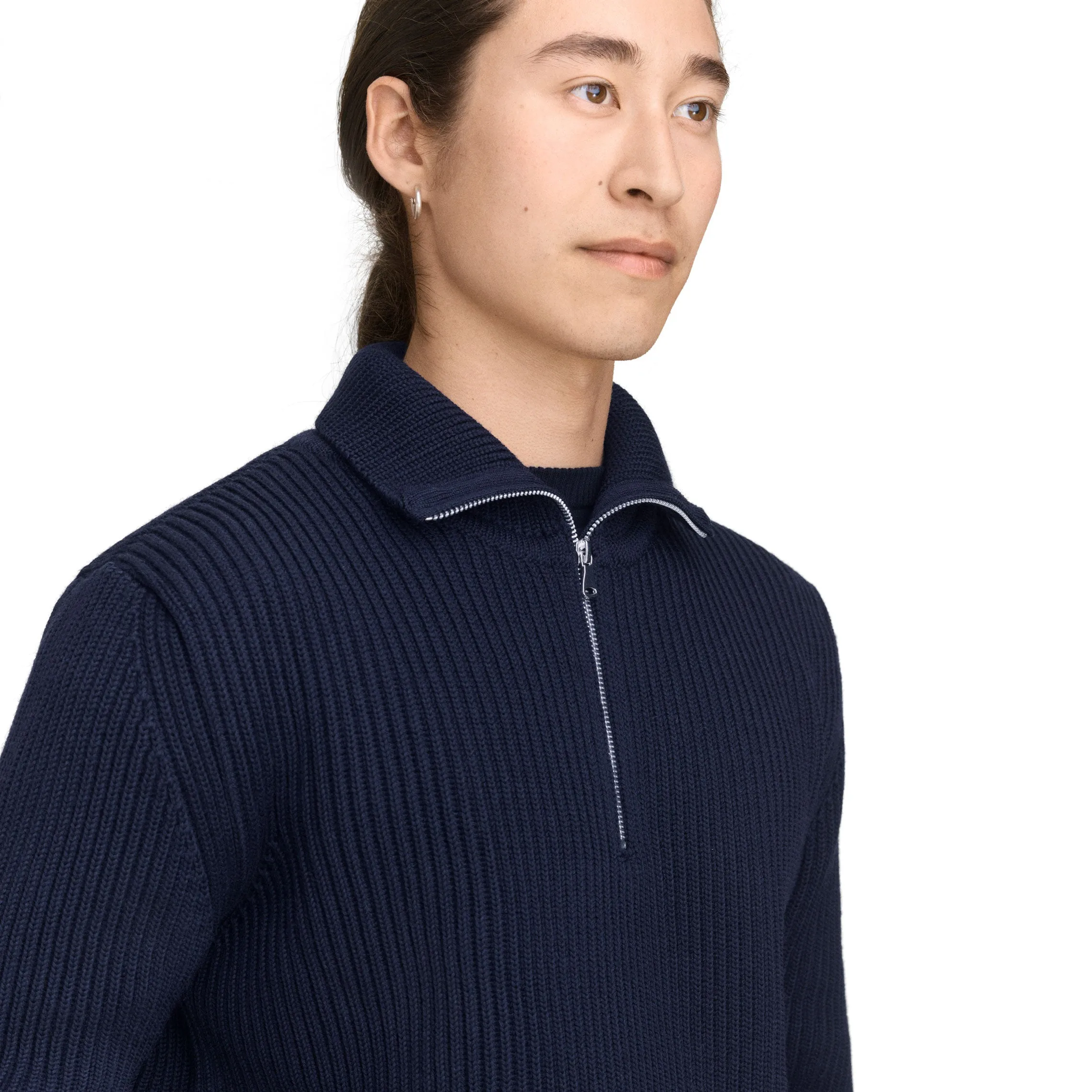 Navy Half-Zip Red