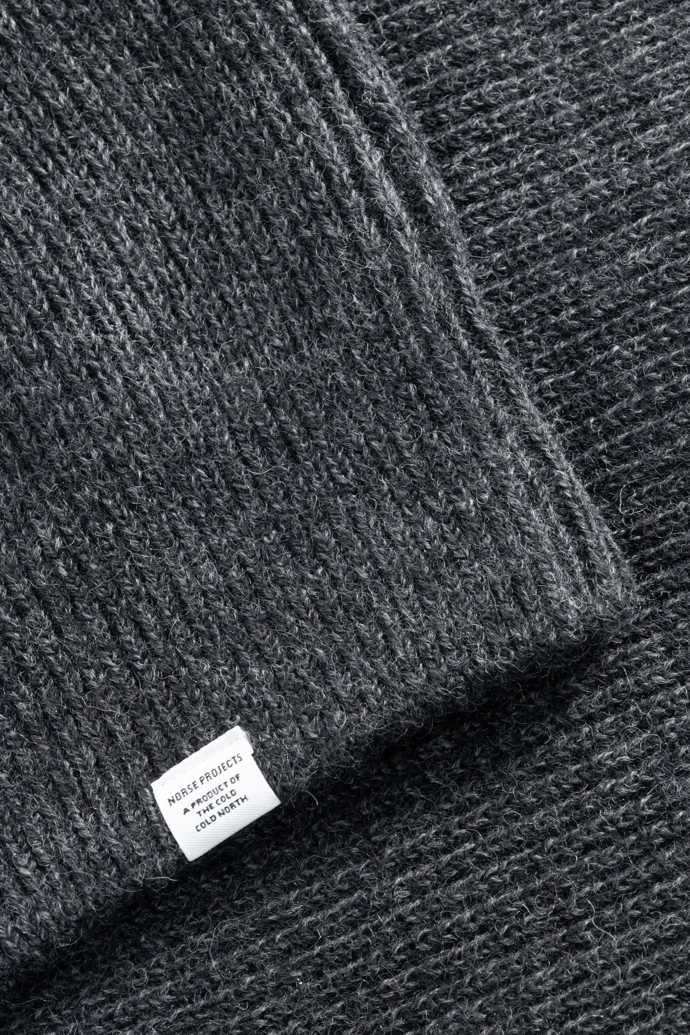 Norse Projects Roald Cotton Wool Rib Sweater - Dark Grey Melange