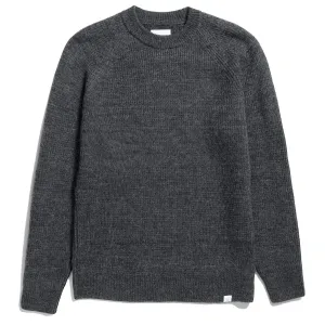 Norse Projects Roald Cotton Wool Rib Sweater - Dark Grey Melange