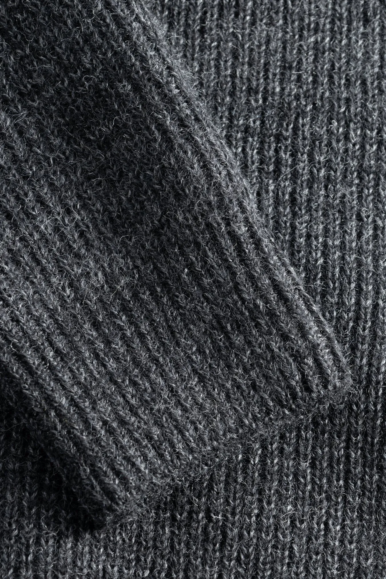 Norse Projects Roald Cotton Wool Rib Sweater - Dark Grey Melange
