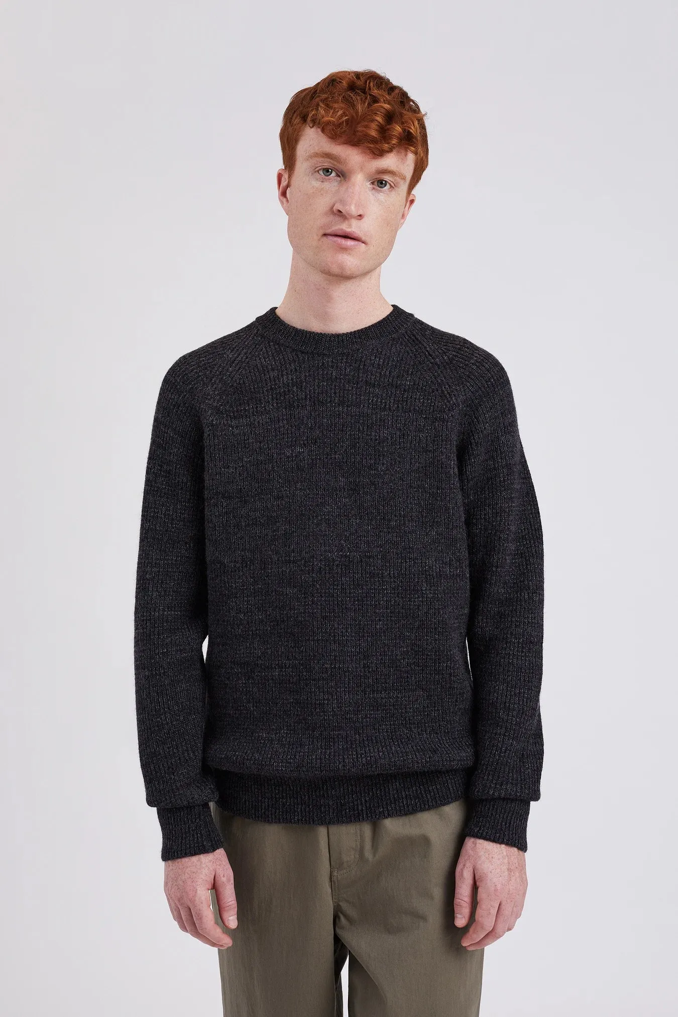 Norse Projects Roald Cotton Wool Rib Sweater - Dark Grey Melange