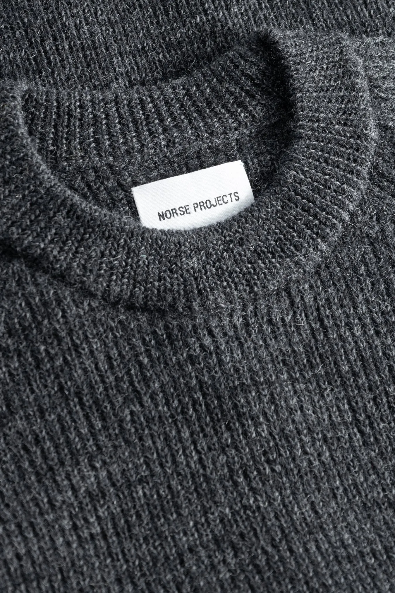 Norse Projects Roald Cotton Wool Rib Sweater - Dark Grey Melange