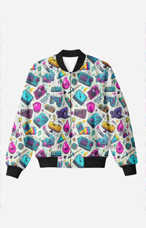 Retro Pop Art Bomber Jacket: Vibrant Statement Style - Trendy Outerwear for All