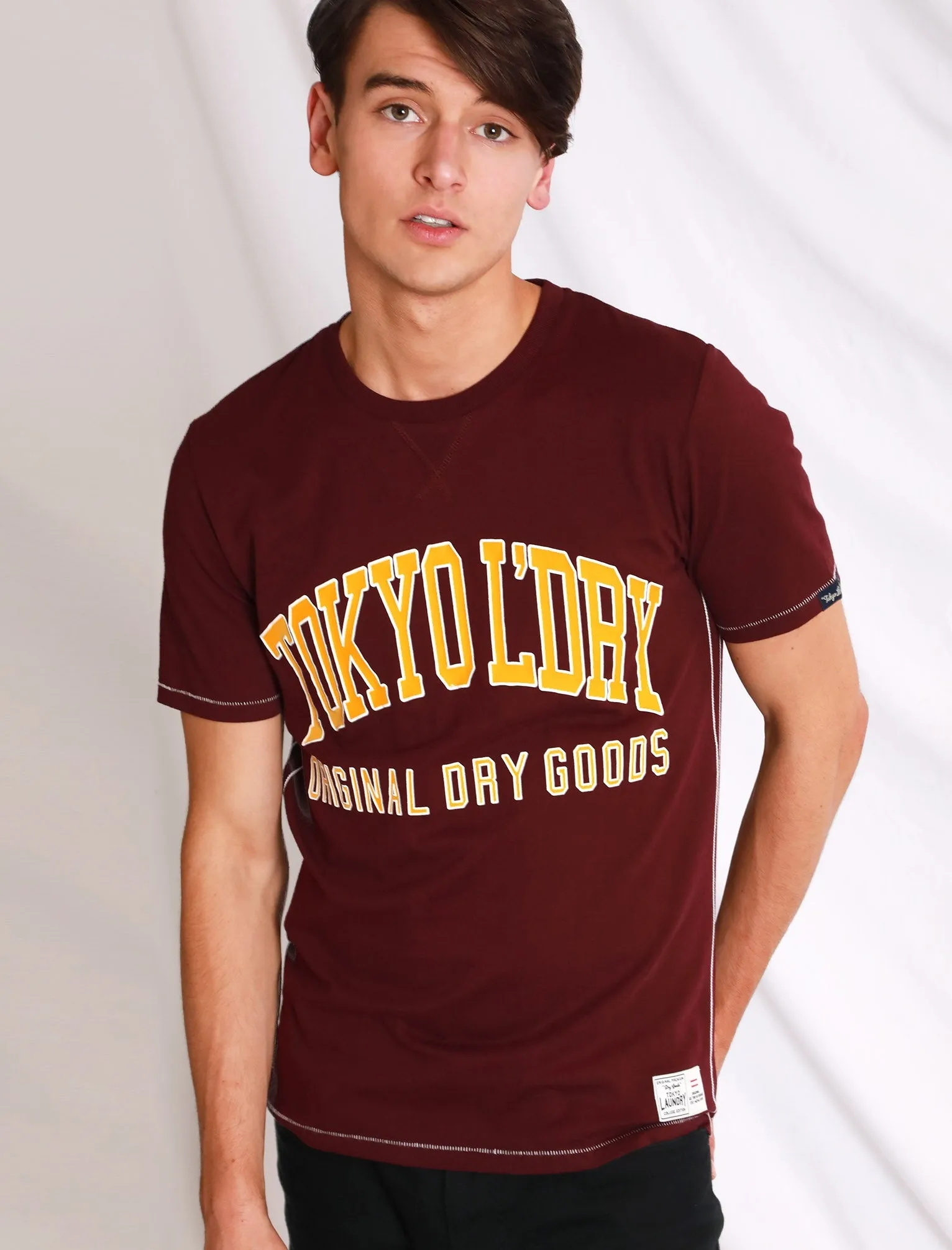 Rookie Crew Neck Cotton T-Shirt In Wine Tasting - Tokyo Laundry
