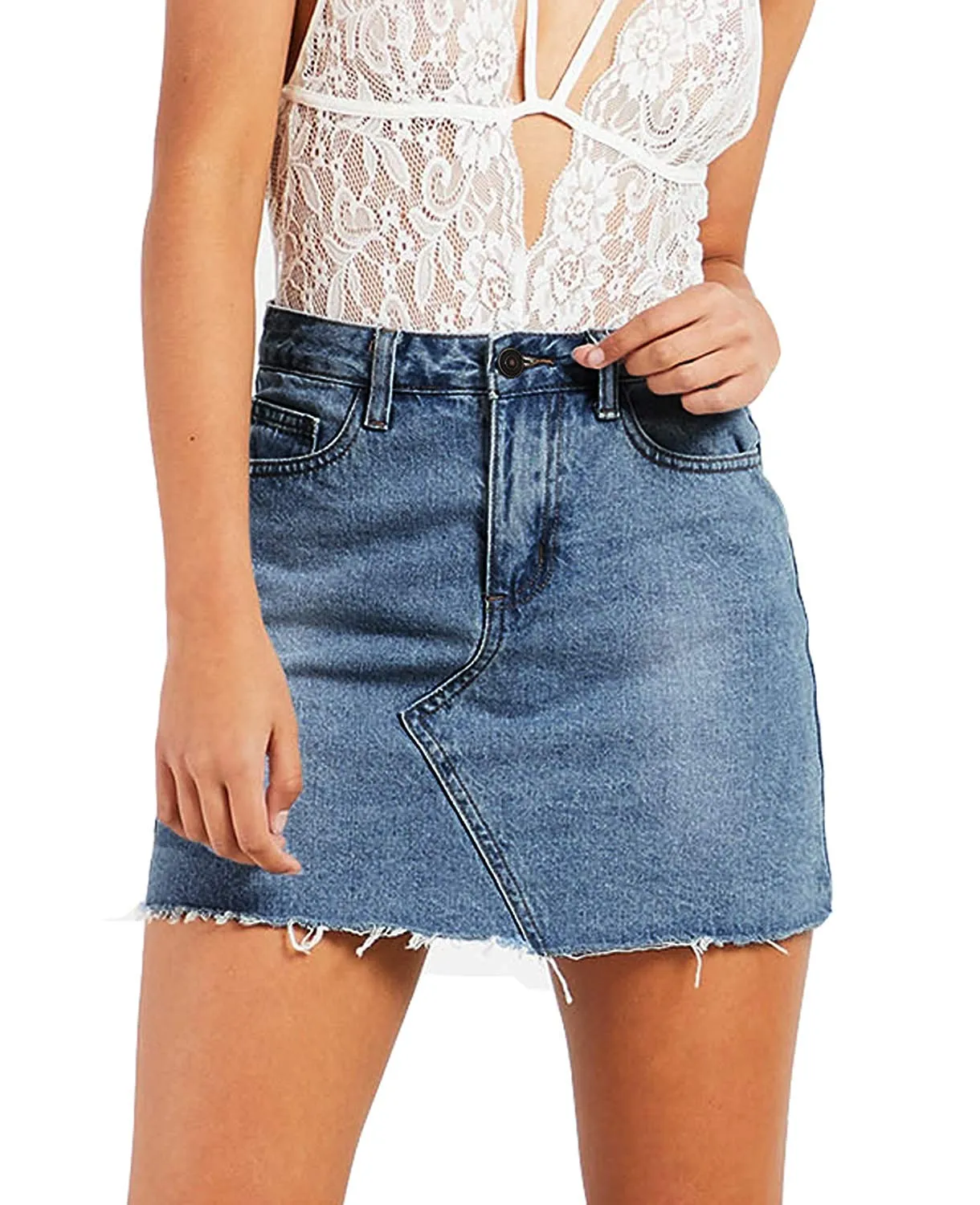 Slim Fit High Waist Denim Skirt