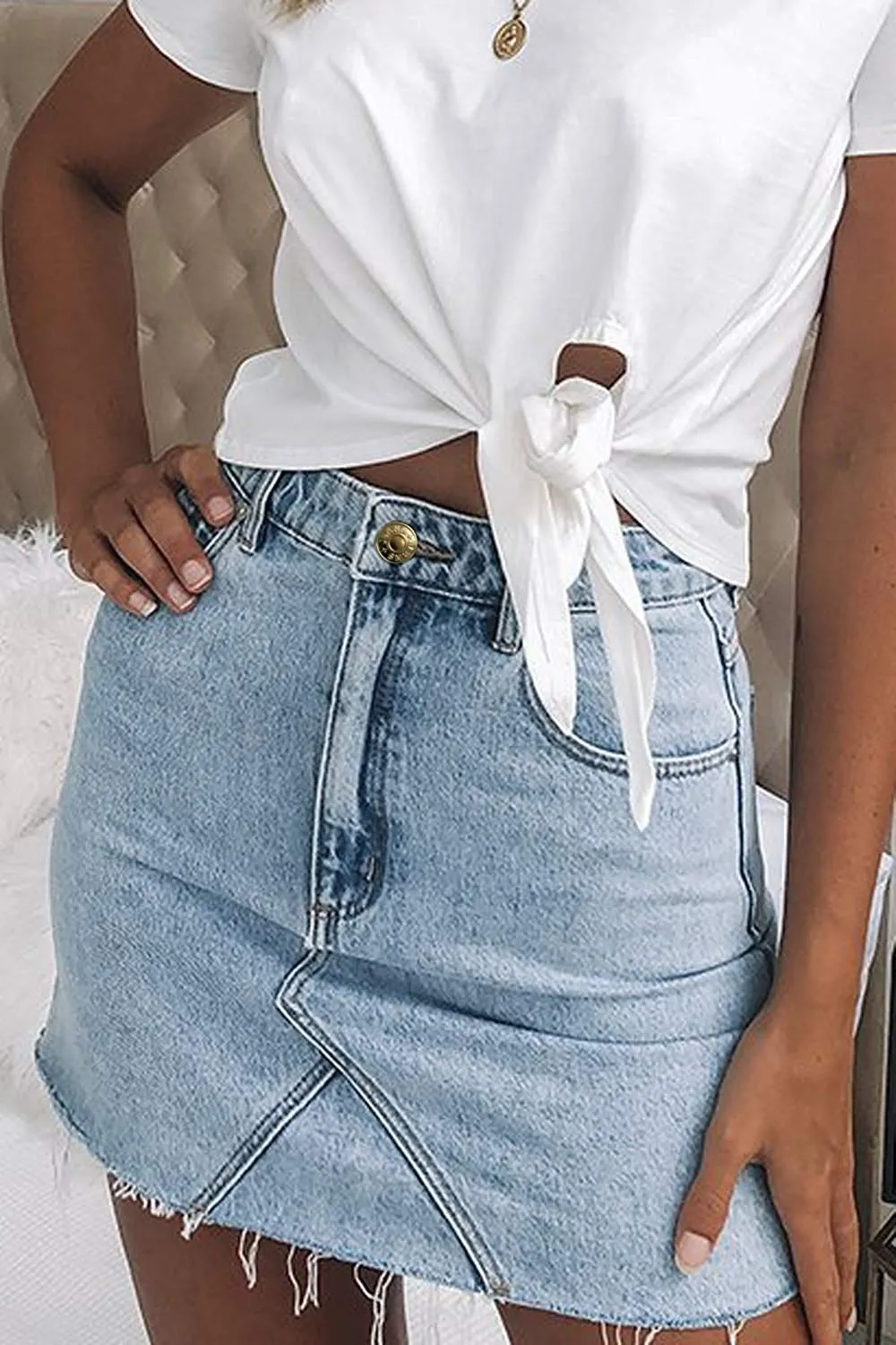 Slim Fit High Waist Denim Skirt