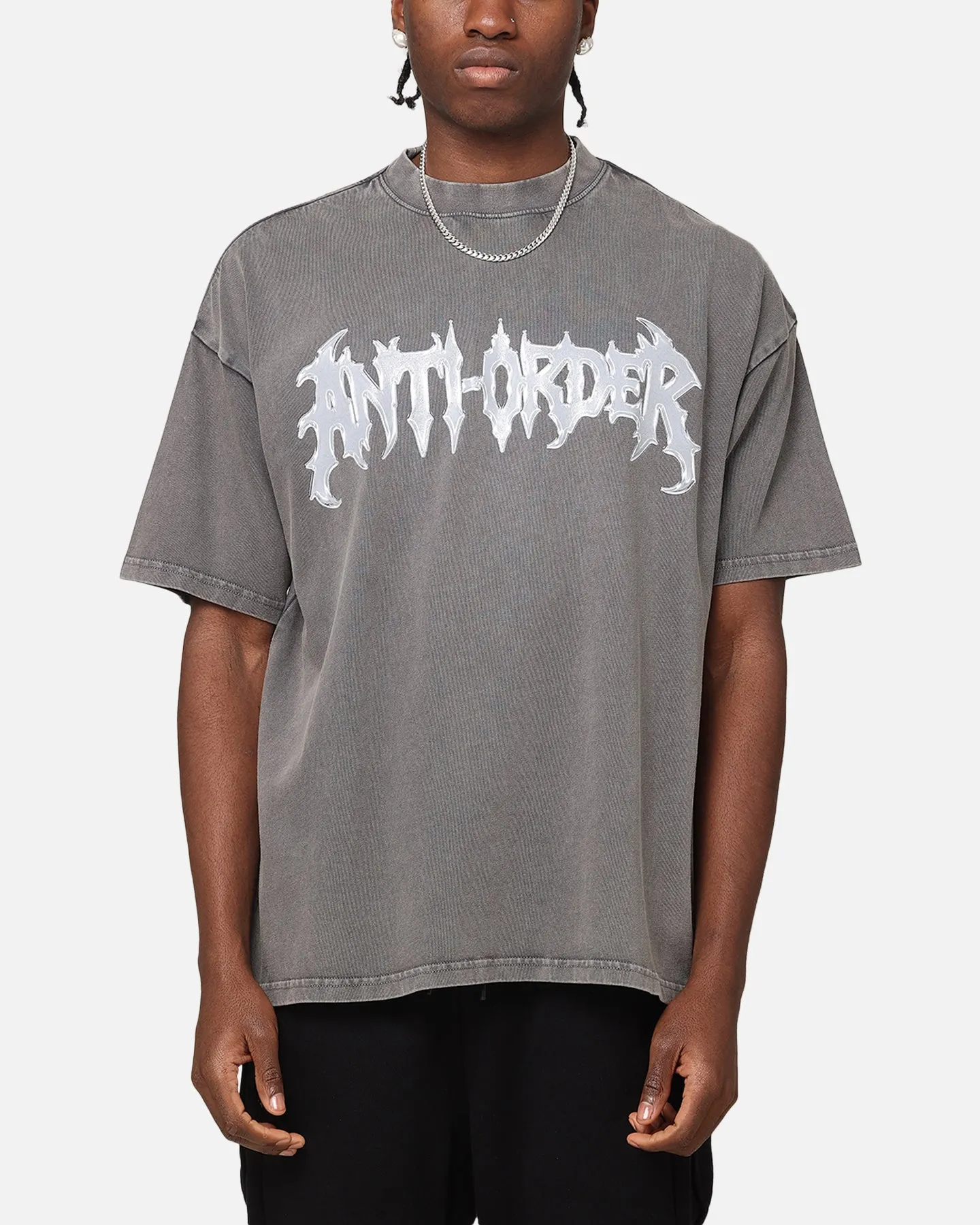 The Anti Order New Dawn Mock Neck T-Shirt Washed Charcoal