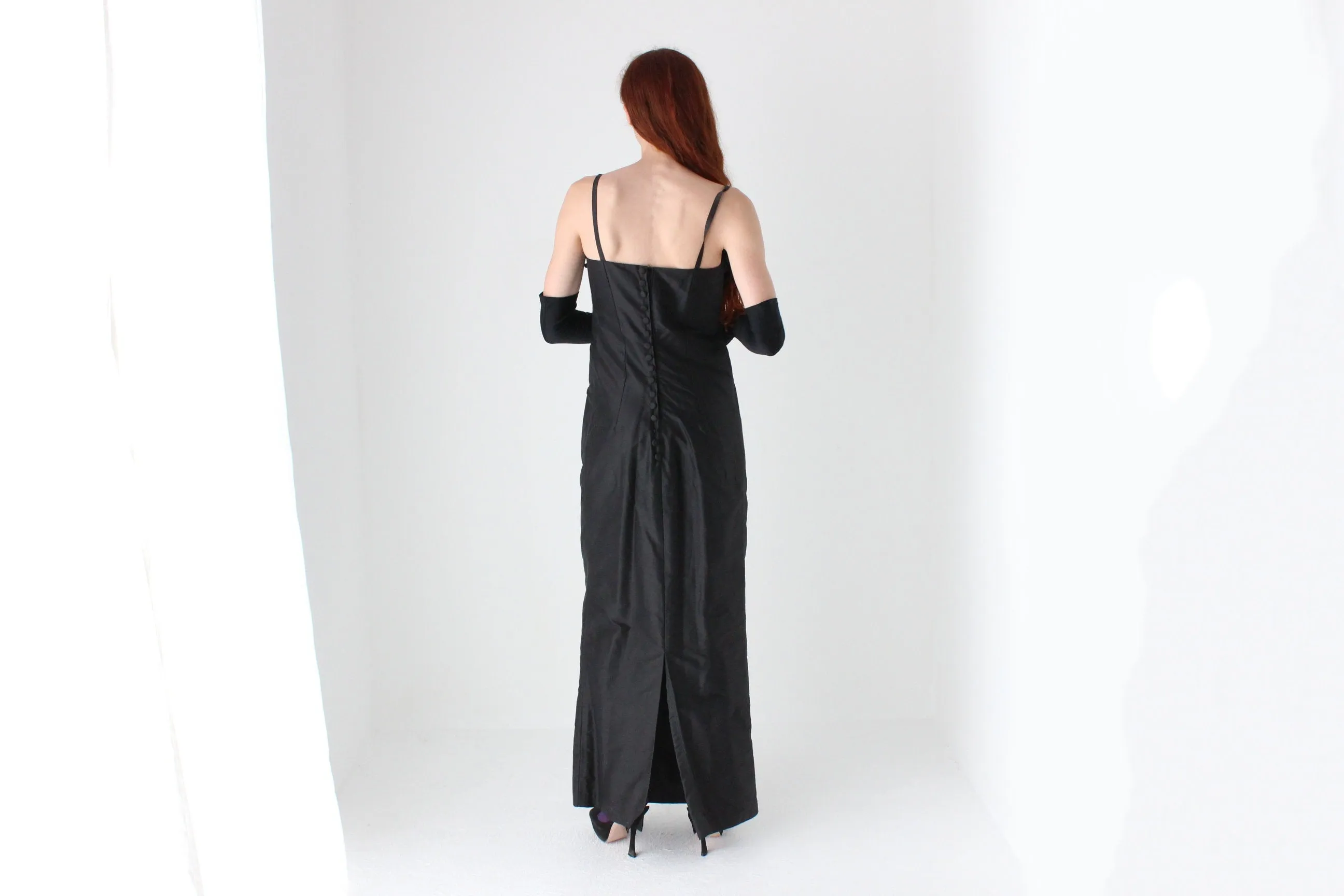 Va Va Voom 80s Raw Silk Sculptural Bustier Hourglass Formal Dress