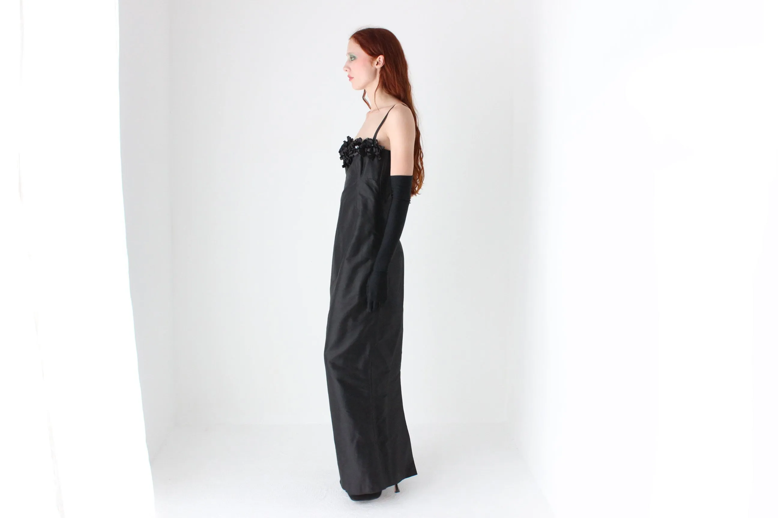 Va Va Voom 80s Raw Silk Sculptural Bustier Hourglass Formal Dress
