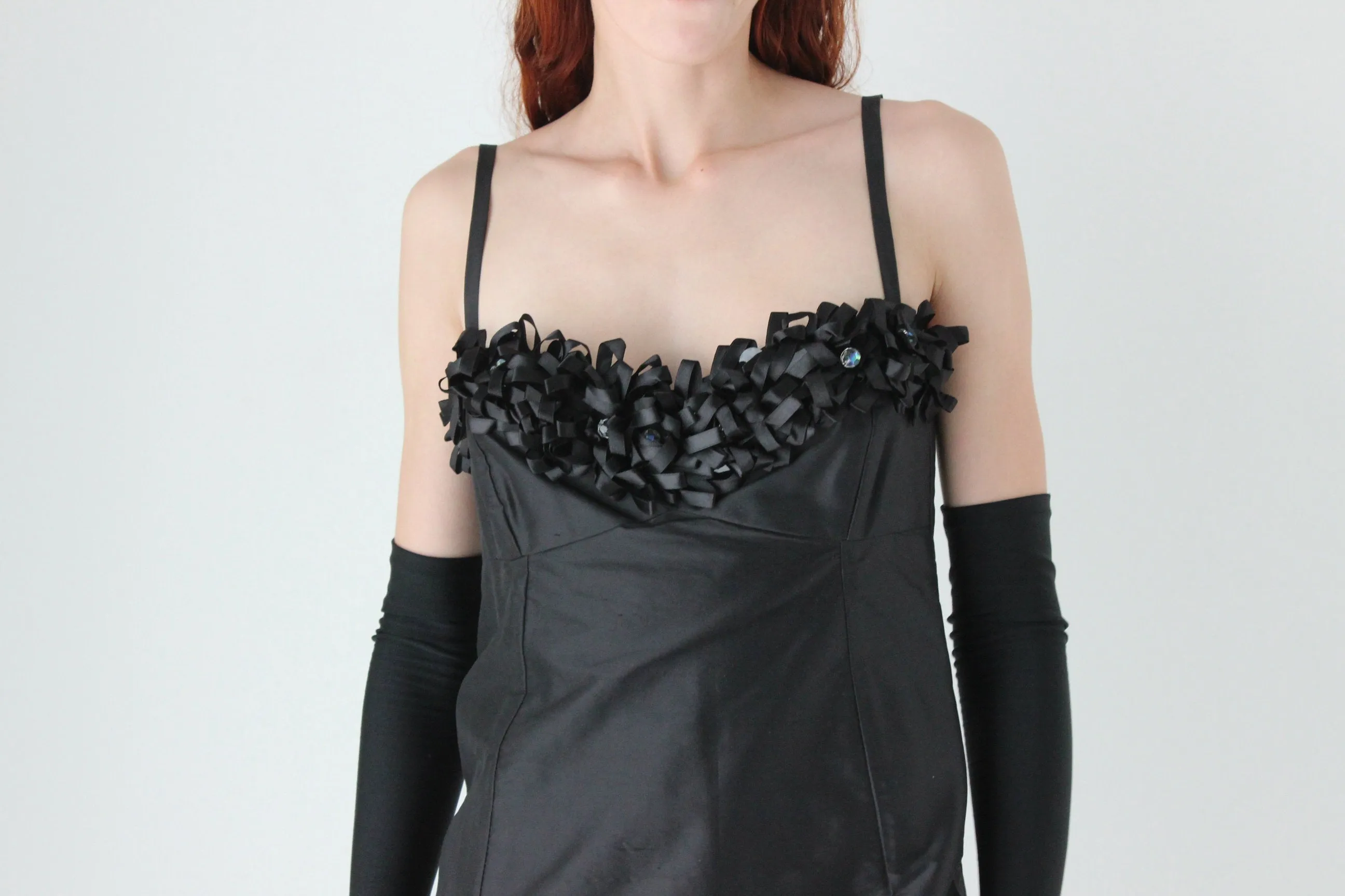 Va Va Voom 80s Raw Silk Sculptural Bustier Hourglass Formal Dress