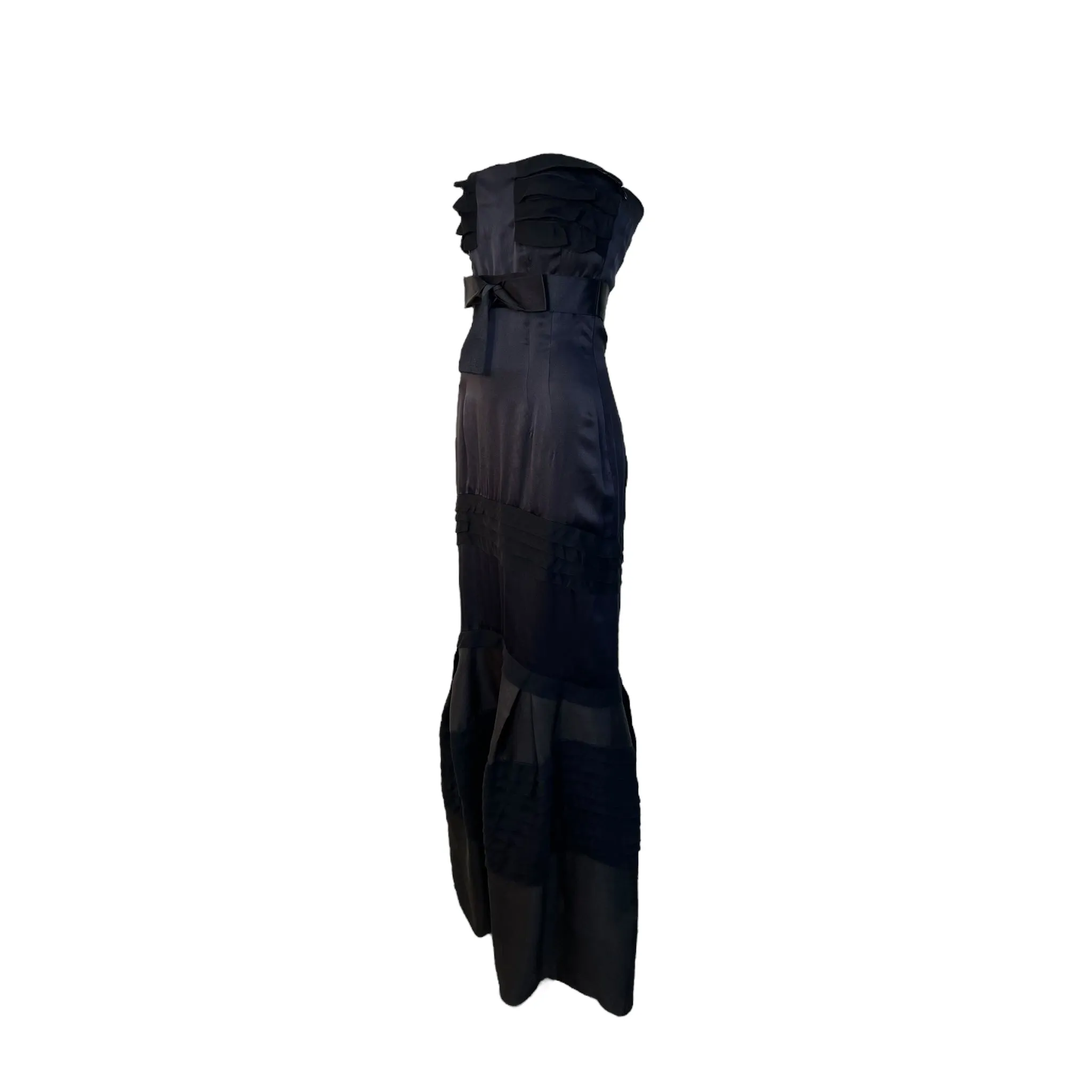 Valentino Hiver 2008 Couture Black Silk Charmeuse and Organza Strapless Tiered Gown