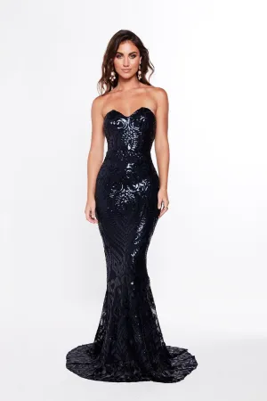 Valery Sequin Gown - Navy