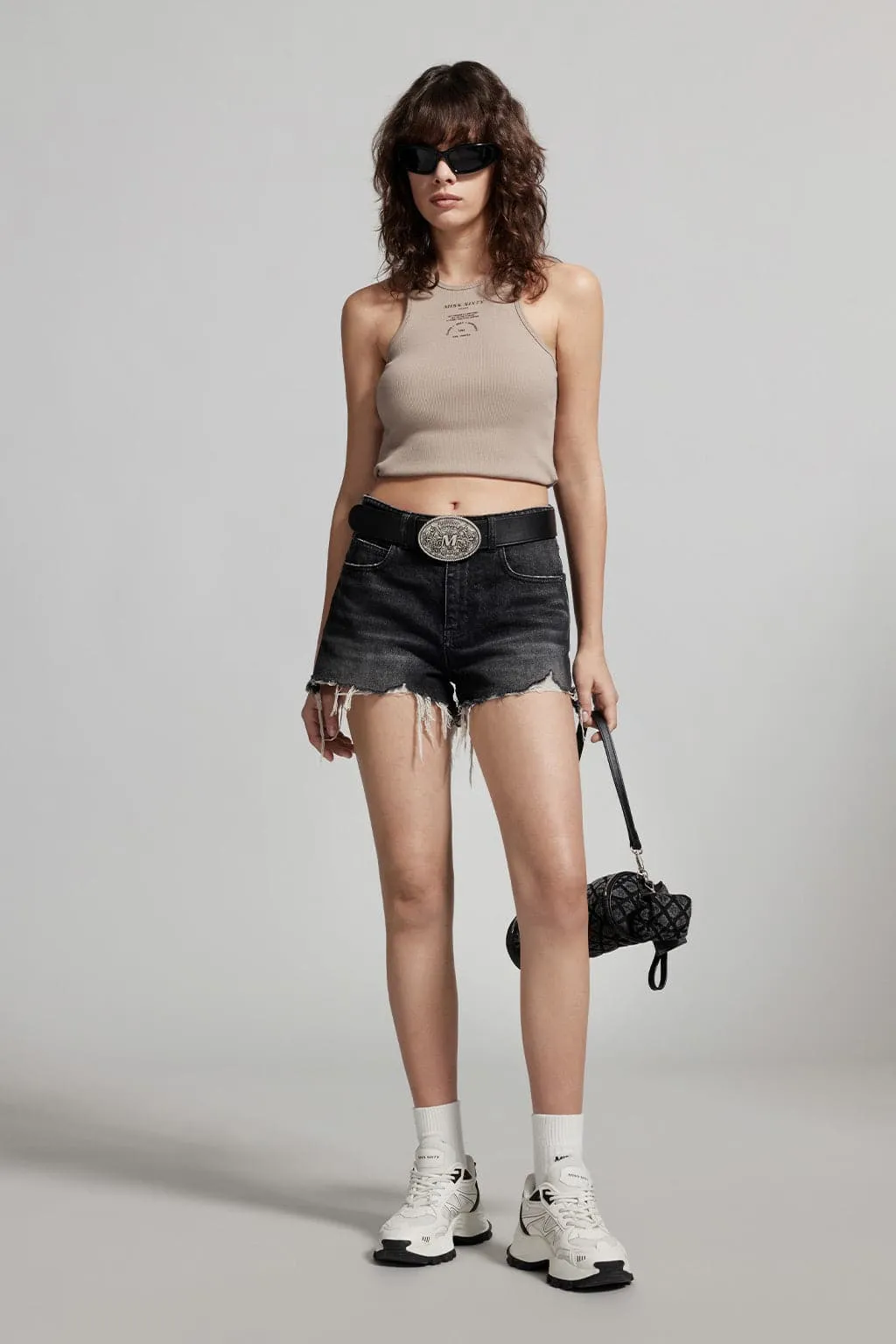Vintage Distressed High Waist Denim Shorts