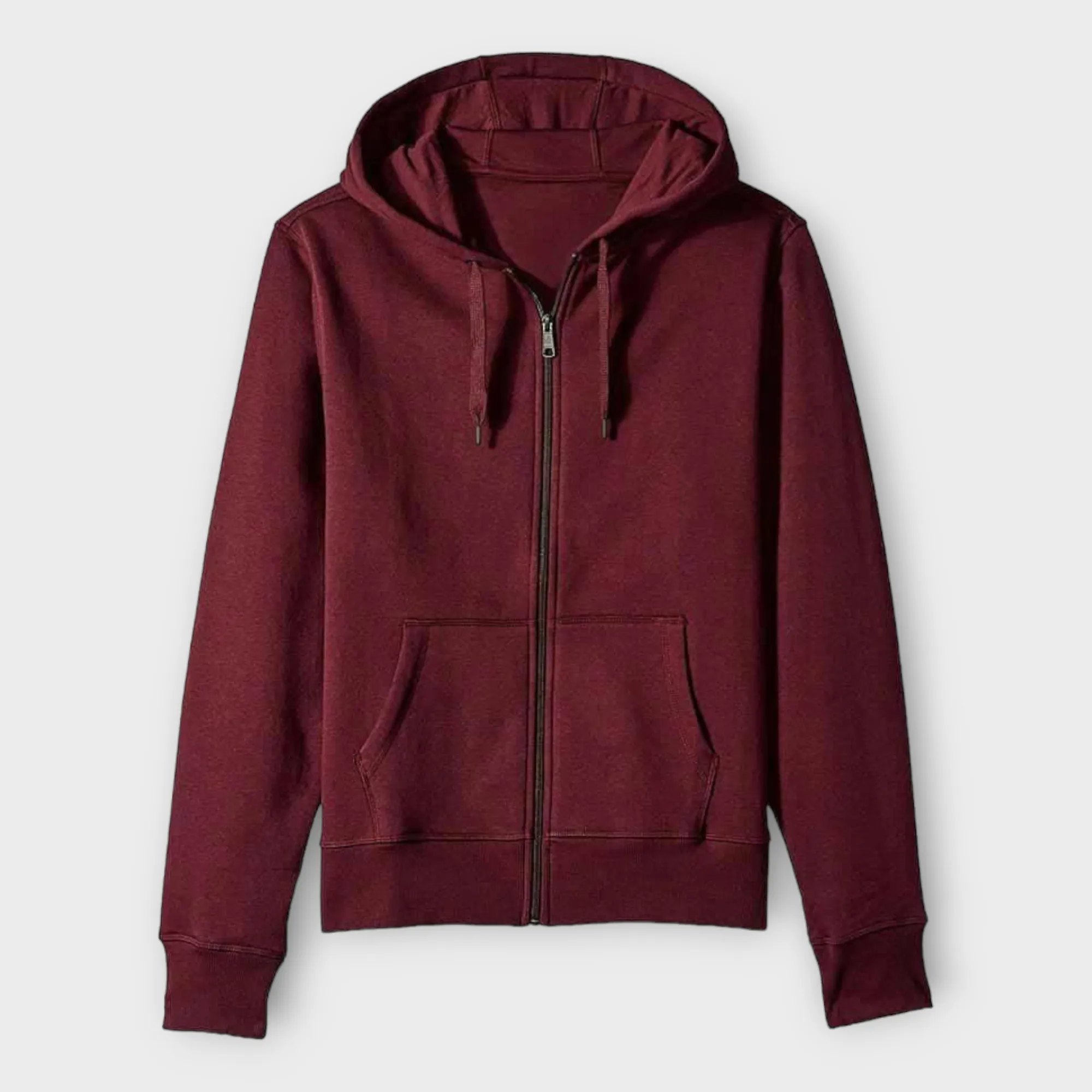 Winter Basic Maroon Zipper Hoodie
