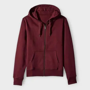 Winter Basic Maroon Zipper Hoodie