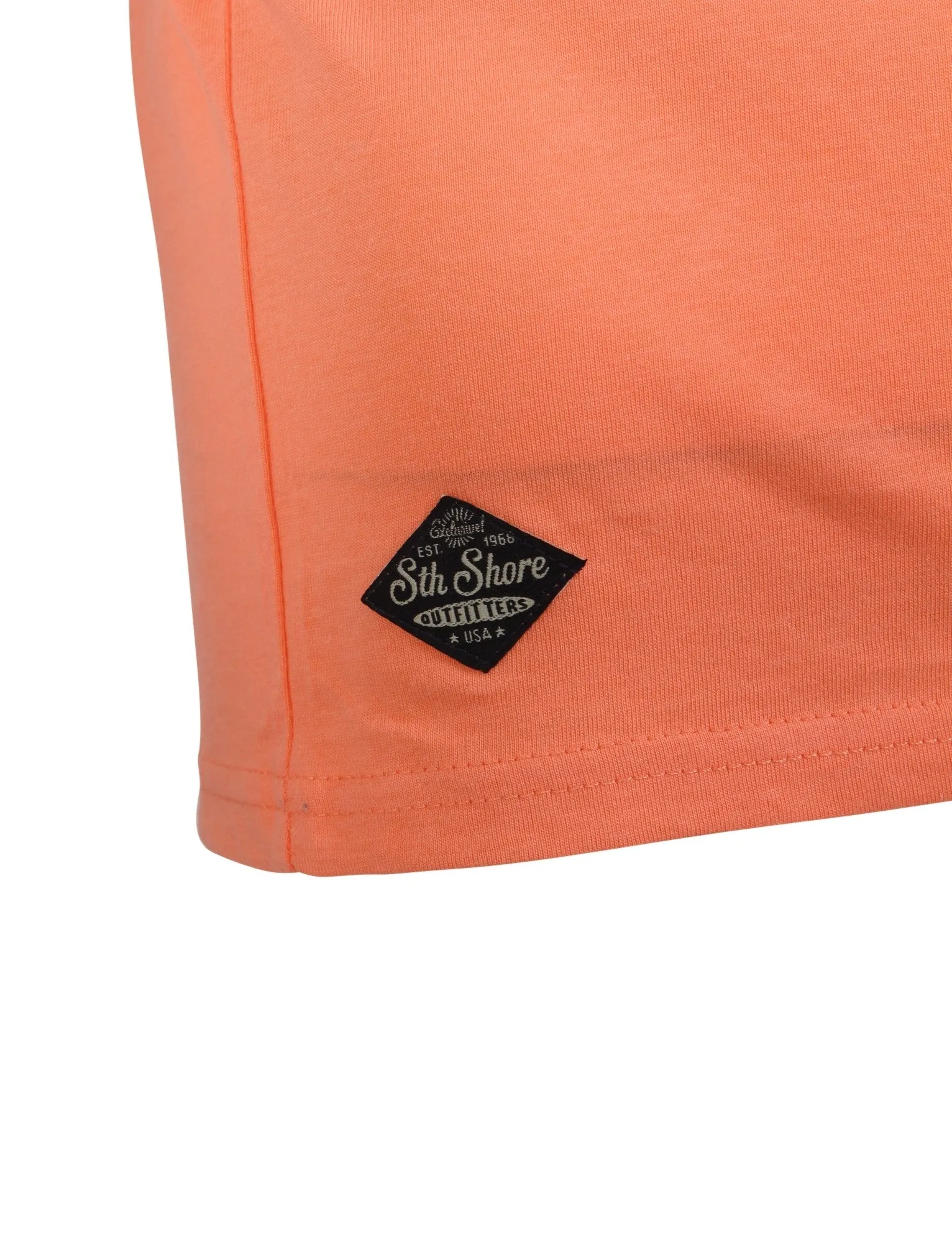Woody Motif Cotton Crew Neck T-Shirt In Laundered Coral - South Shore